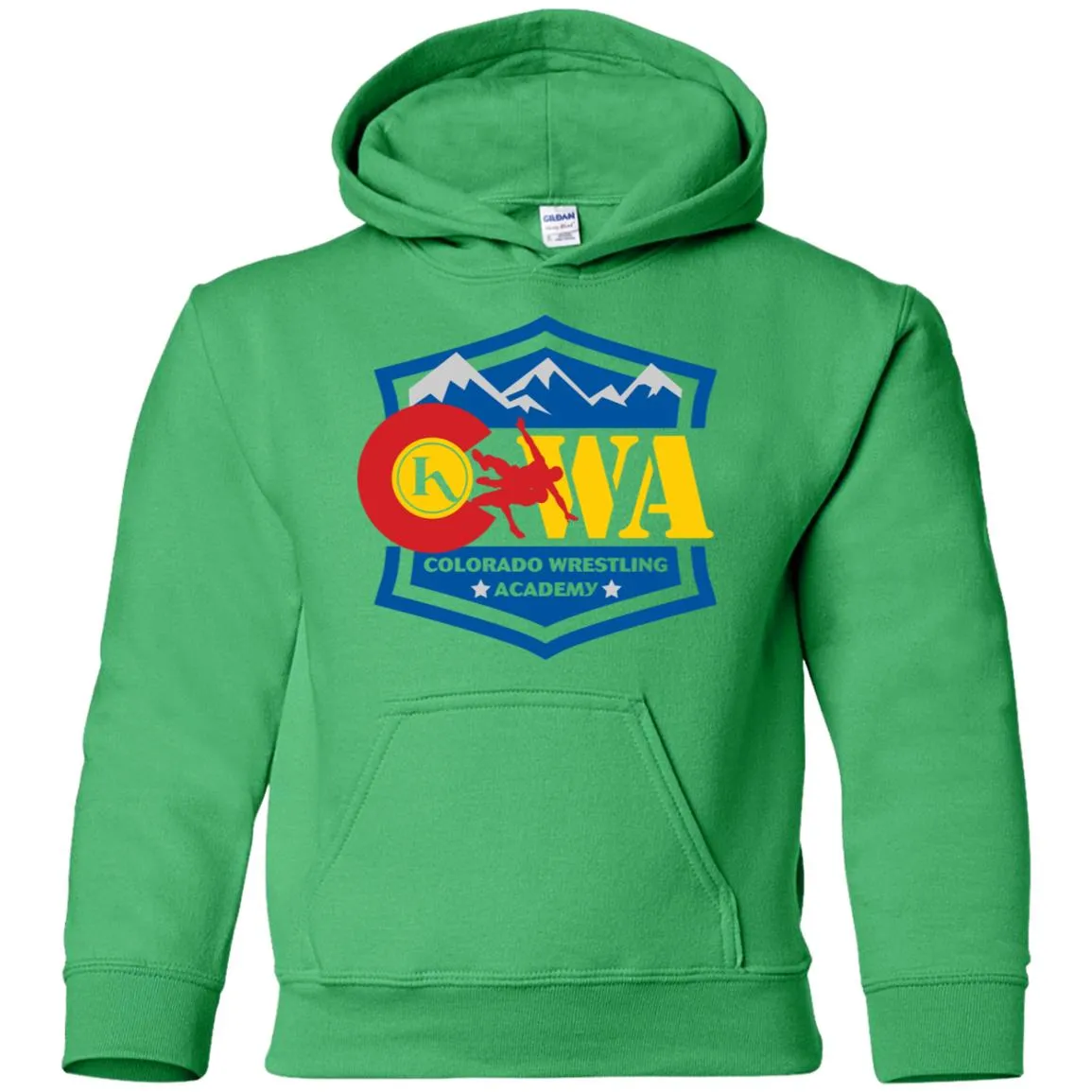 Colorado Wrestling Academy 2-sided print G185B Gildan Youth Pullover Hoodie