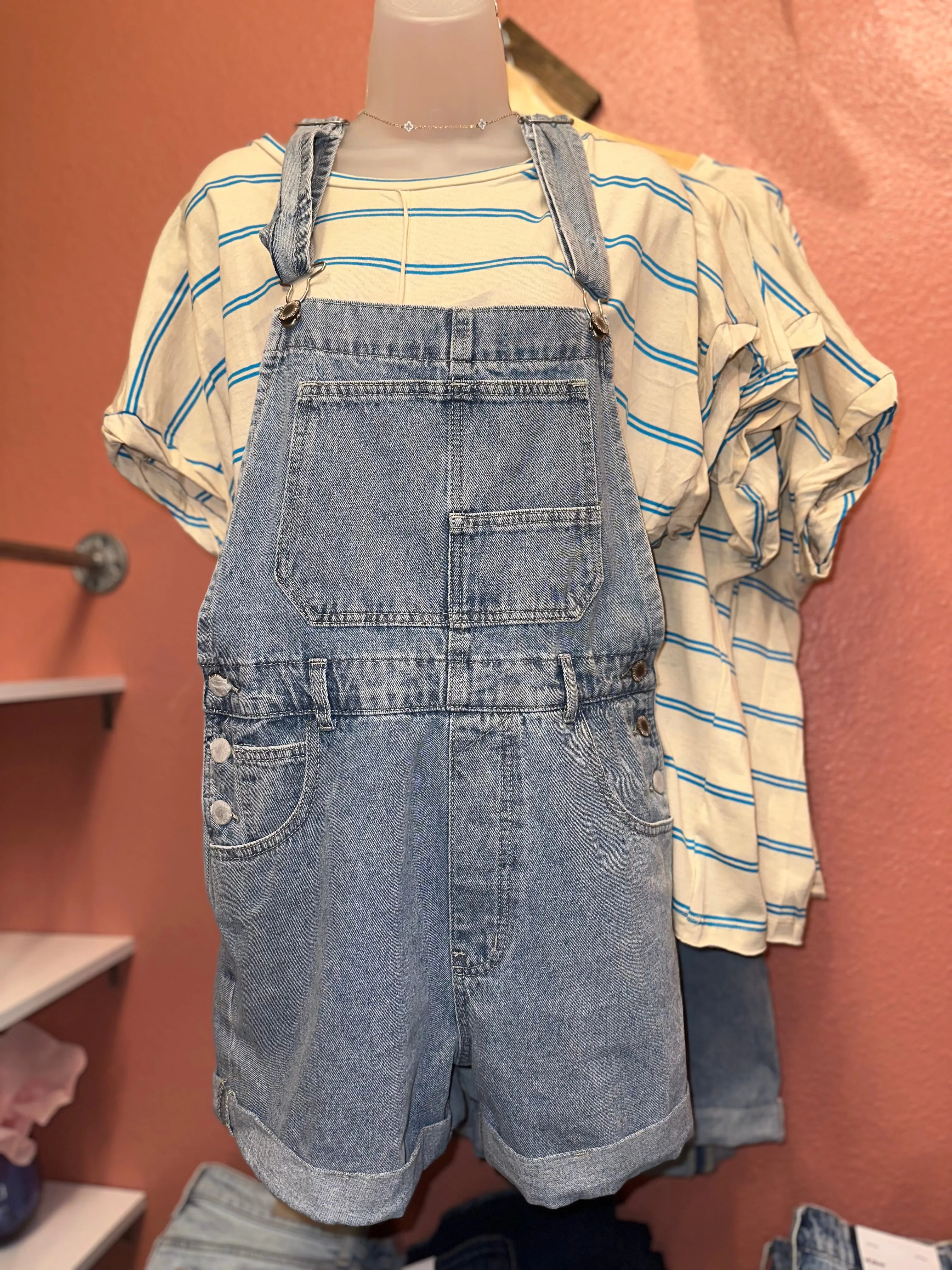 Cream and Blue Striped Tee