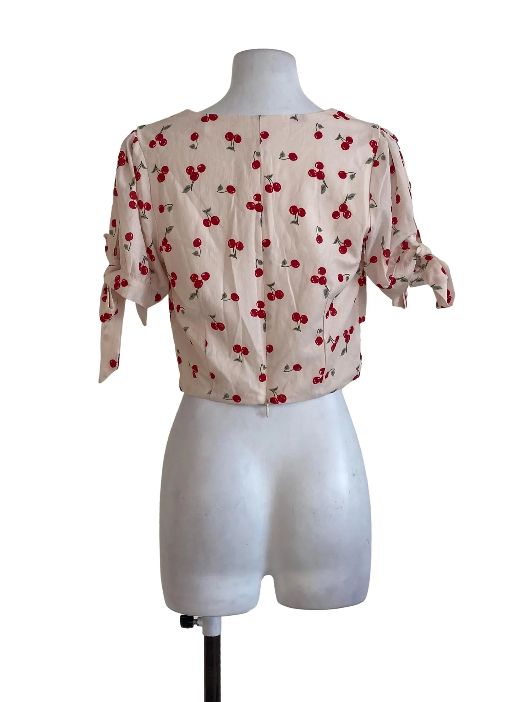 Cream Cherry Crop Top