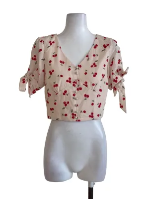 Cream Cherry Crop Top