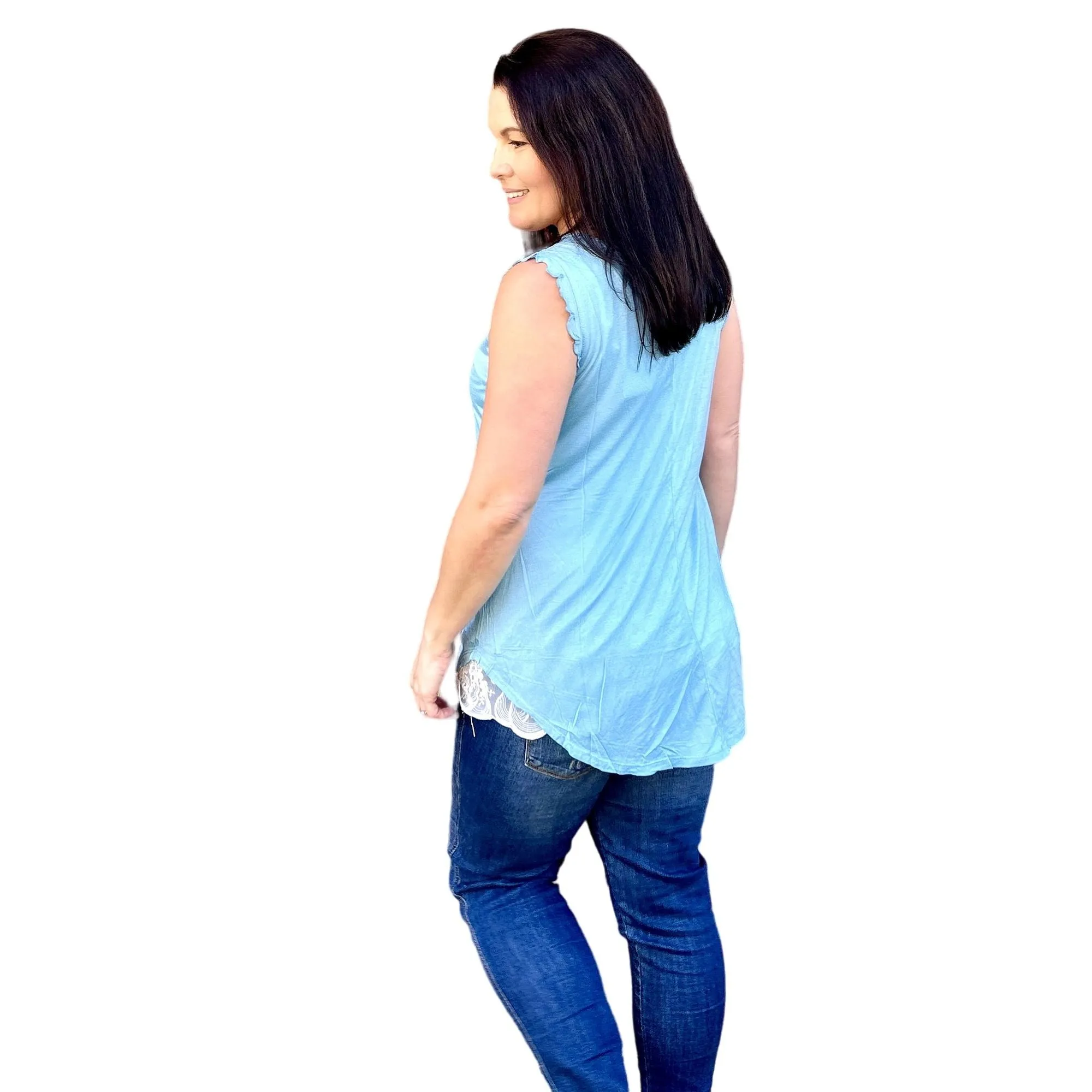 Culture Code Deep V Neck Flared Black Tank Top CAK1558