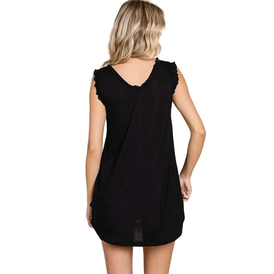 Culture Code Deep V Neck Flared Black Tank Top CAK1558