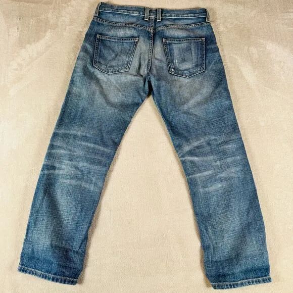 Current/Elliott Jeans Women 25 Med Wash Peaceful Blue Denim Boyfriend Distressed