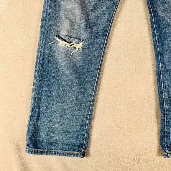 Current/Elliott Jeans Women 25 Med Wash Peaceful Blue Denim Boyfriend Distressed