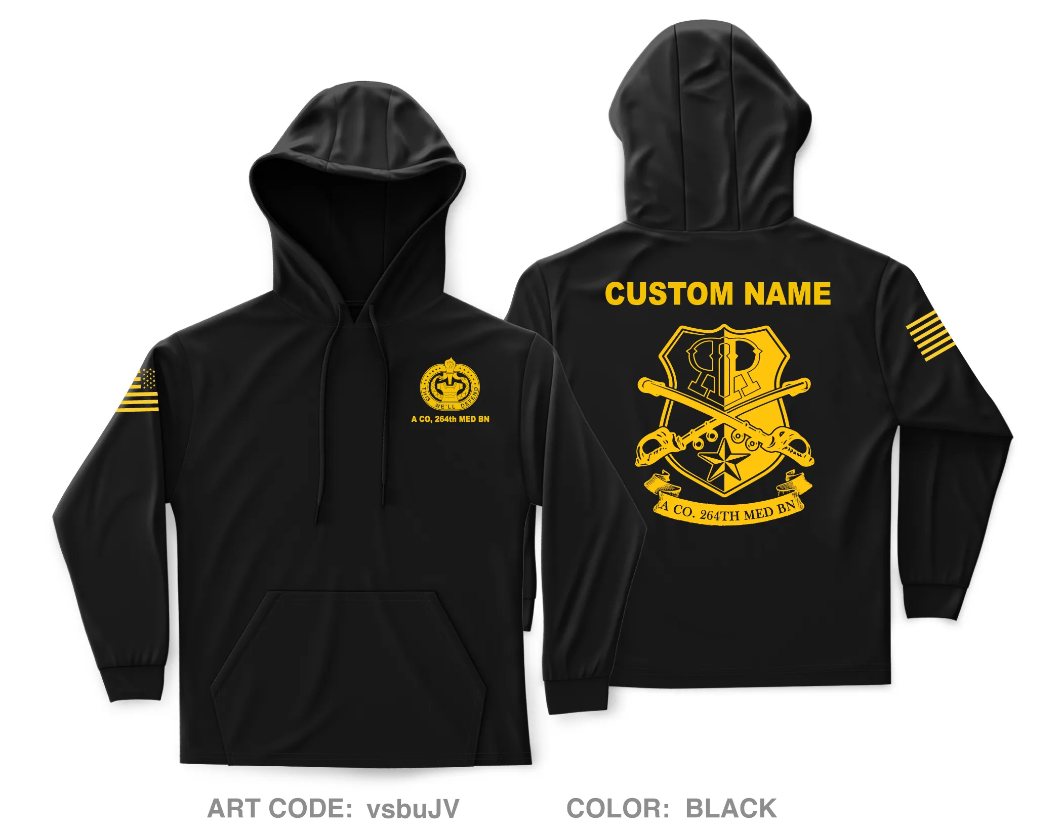 Custom A CO, 264th MED BN Core Men's Hooded Performance Sweatshirt - vsbuJV