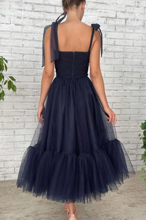 Dark Blue Tulle Short Prom Dress Blue Tulle Homecoming Dresses HD0131