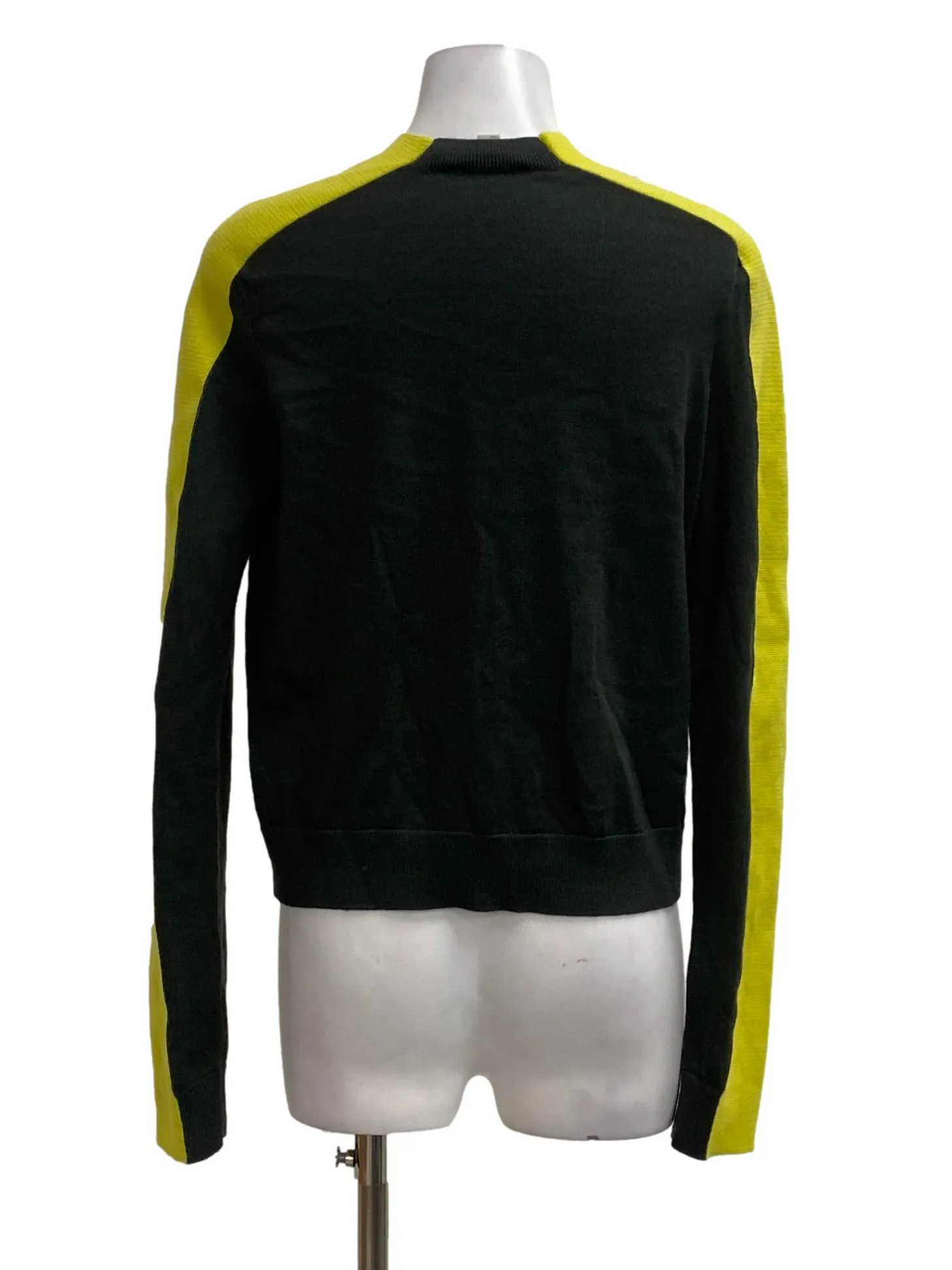 Dark Green And Yellow Long Sleeve Knitted Top