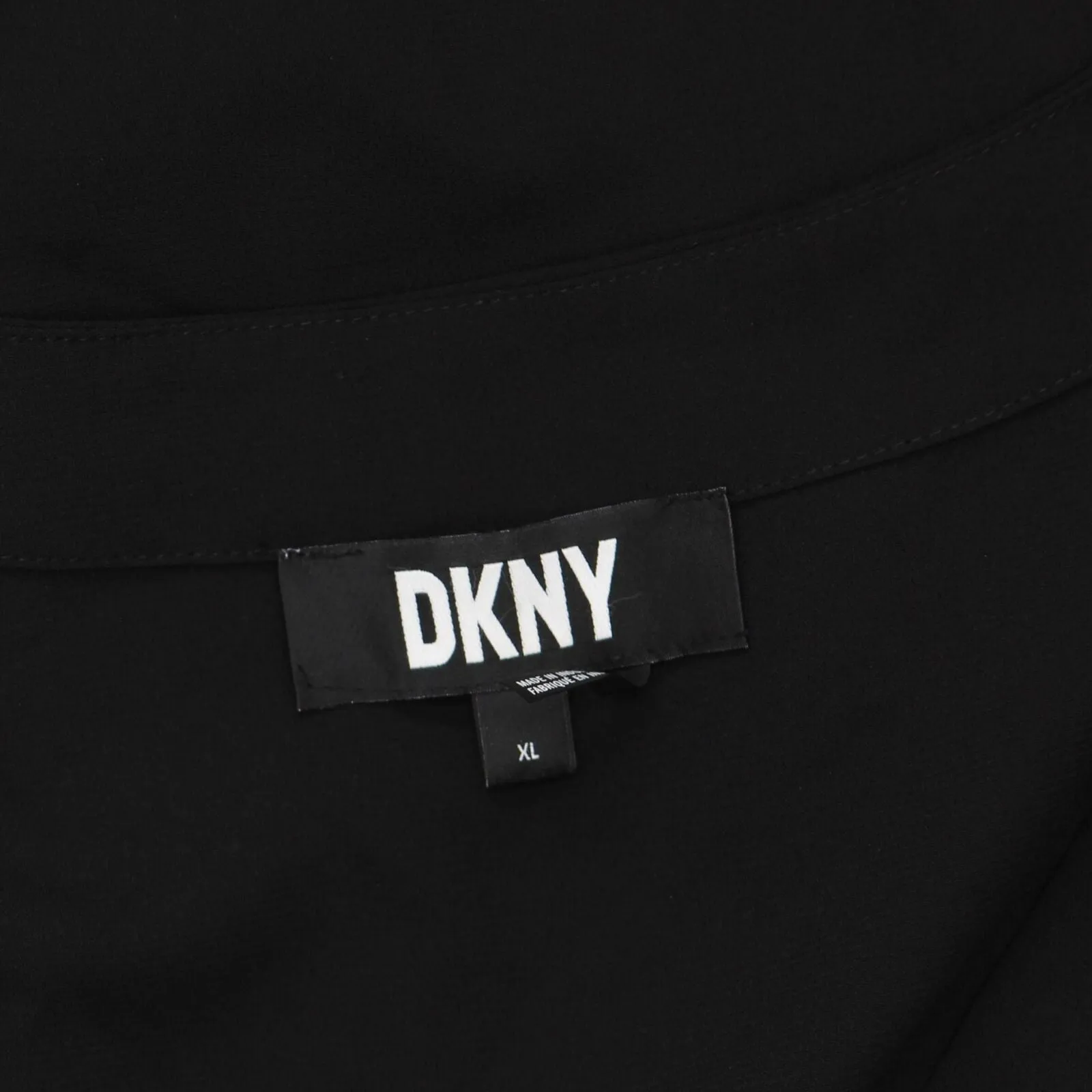 DKNY Womens Solid V-Neck Pullover Top P23AAO16 Black XL