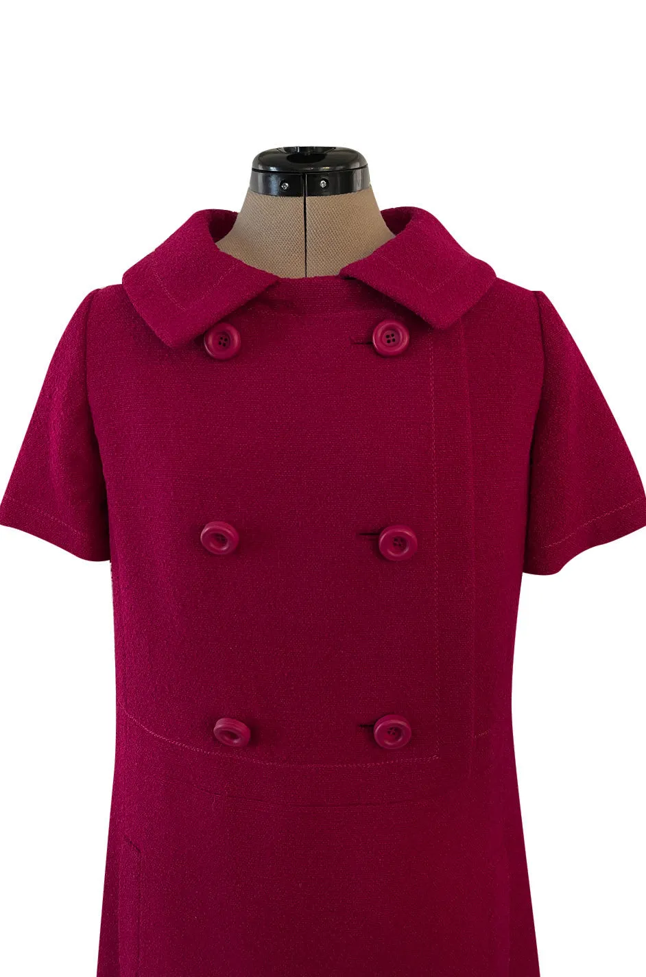 Documented Spring 1966 Christian Dior by Marc Bohan Haute Couture Raspberry Fuchsia Shift Dress