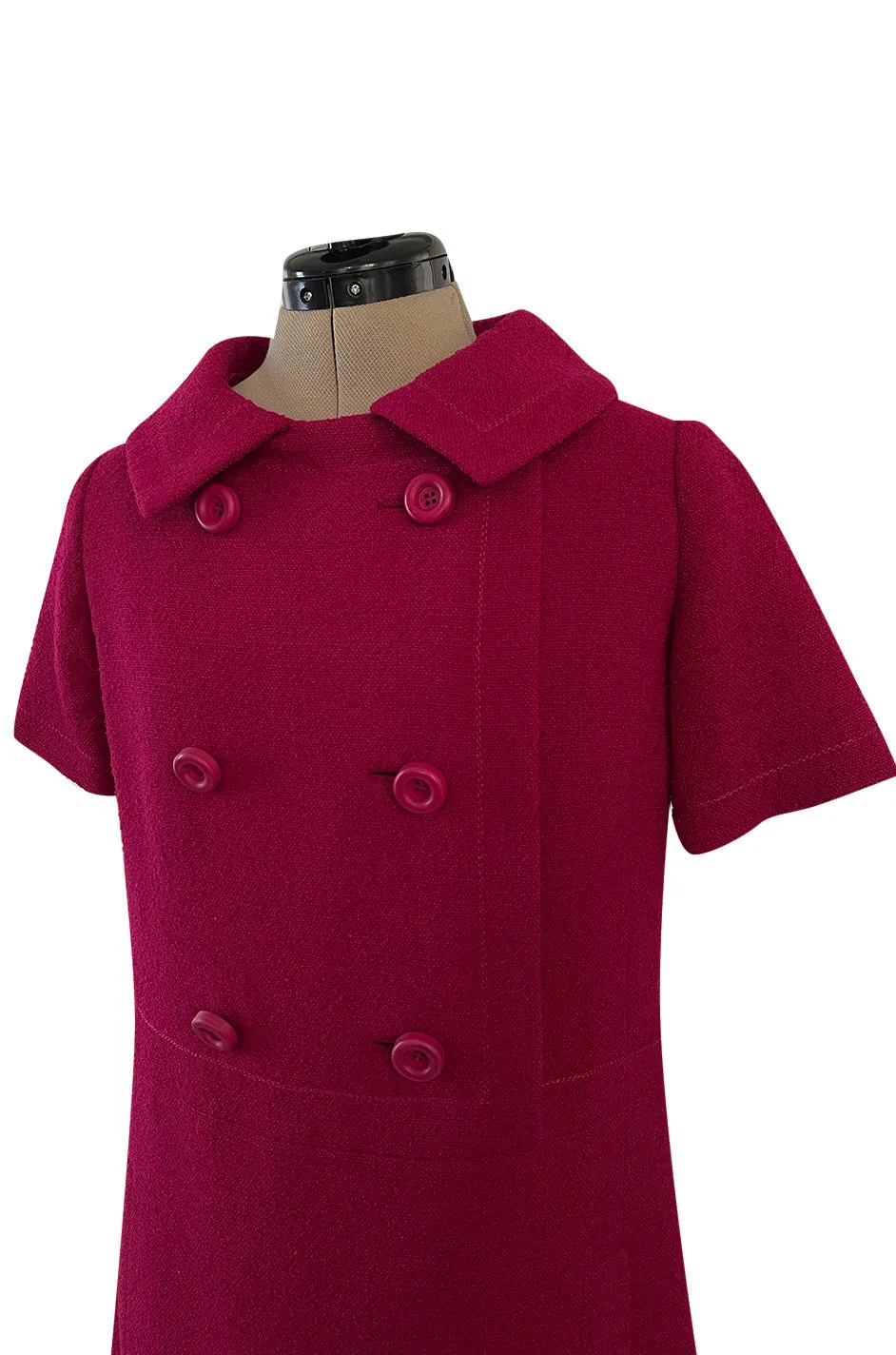 Documented Spring 1966 Christian Dior by Marc Bohan Haute Couture Raspberry Fuchsia Shift Dress