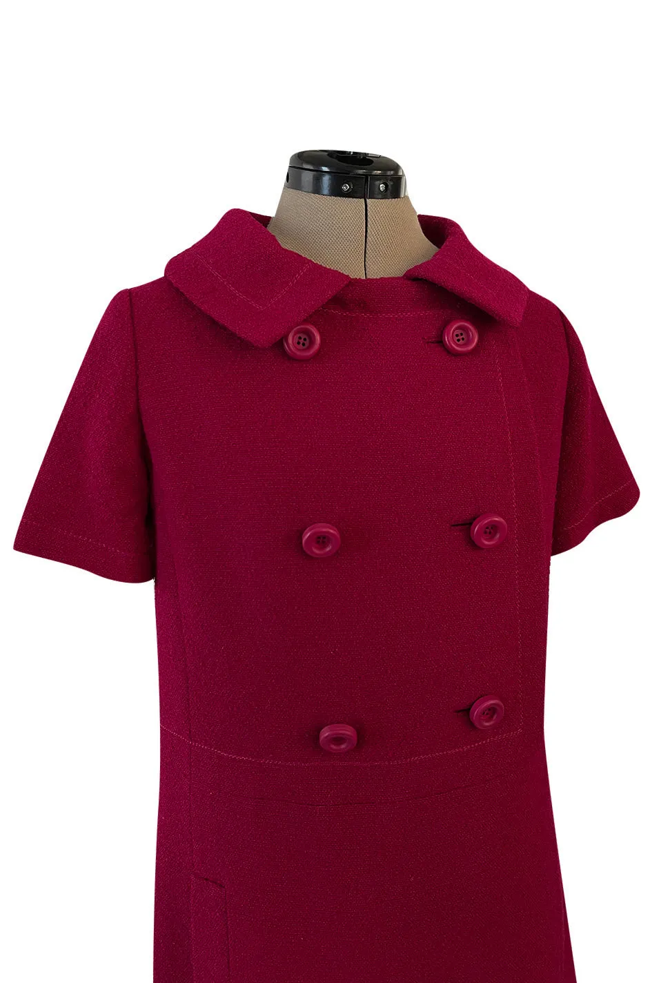 Documented Spring 1966 Christian Dior by Marc Bohan Haute Couture Raspberry Fuchsia Shift Dress