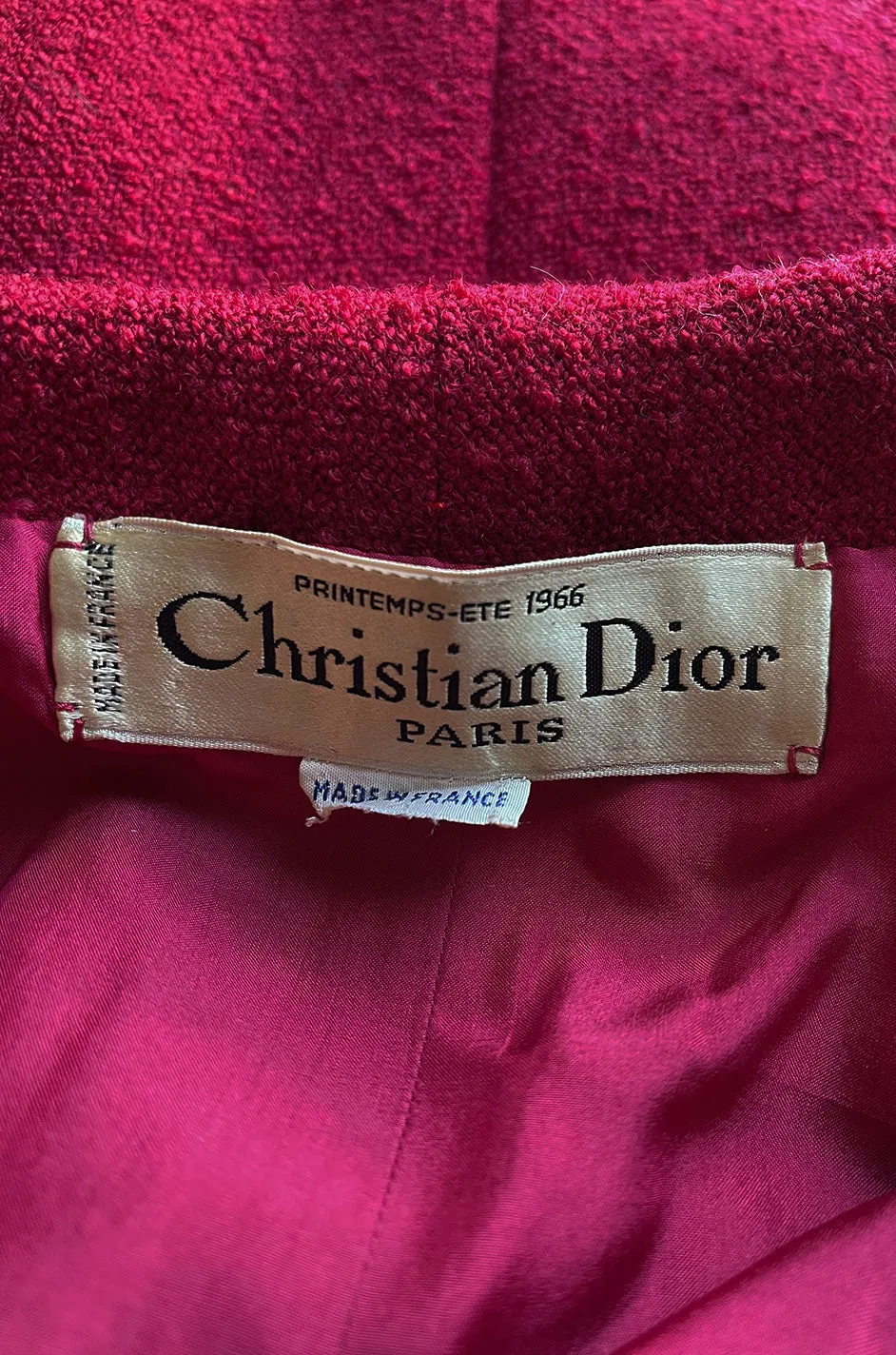 Documented Spring 1966 Christian Dior by Marc Bohan Haute Couture Raspberry Fuchsia Shift Dress