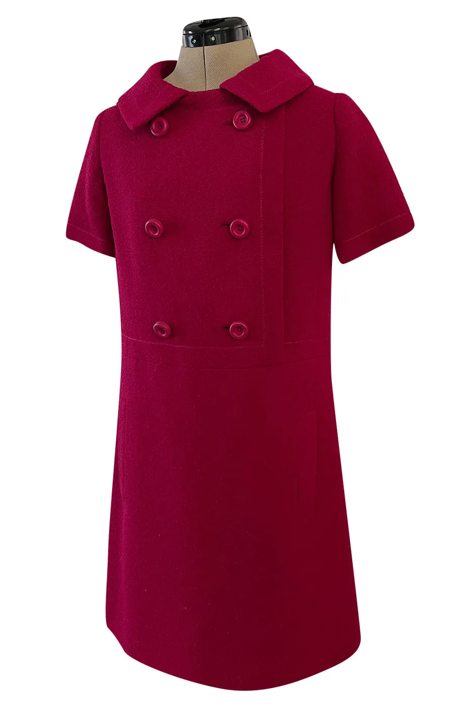 Documented Spring 1966 Christian Dior by Marc Bohan Haute Couture Raspberry Fuchsia Shift Dress