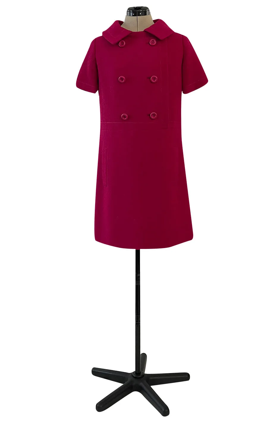 Documented Spring 1966 Christian Dior by Marc Bohan Haute Couture Raspberry Fuchsia Shift Dress