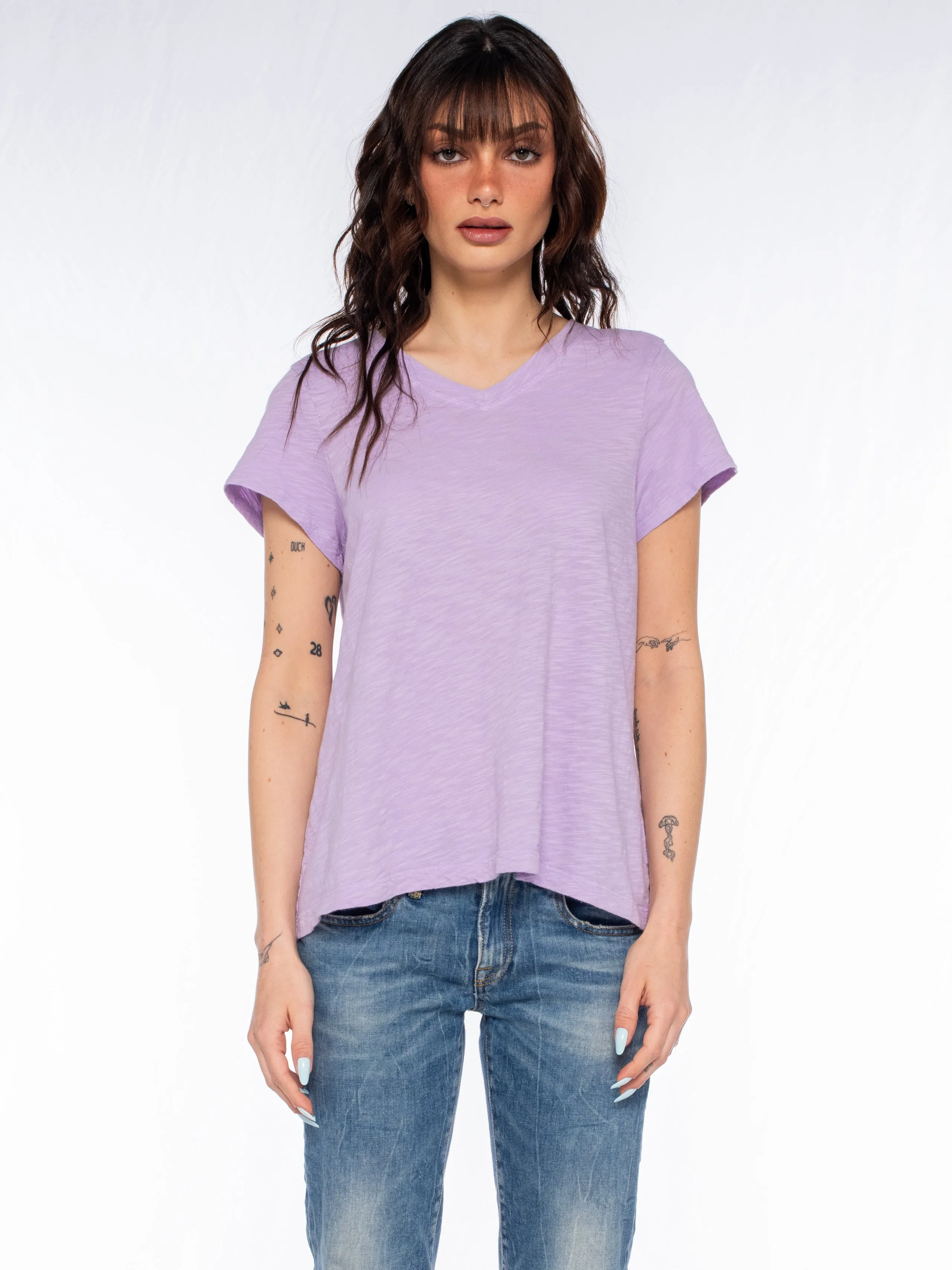 Double V S/S Shrunken Slant Back Tee