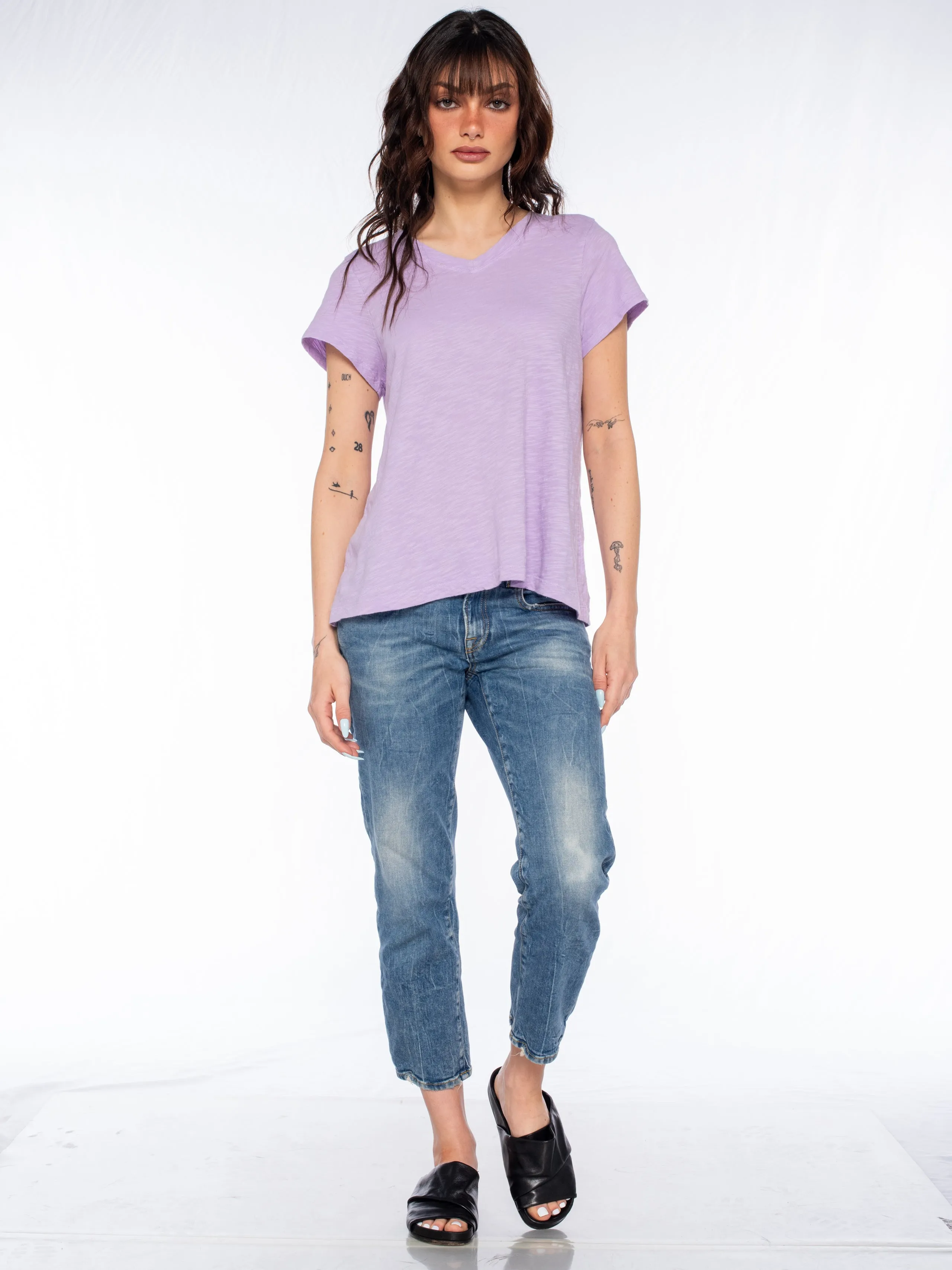 Double V S/S Shrunken Slant Back Tee