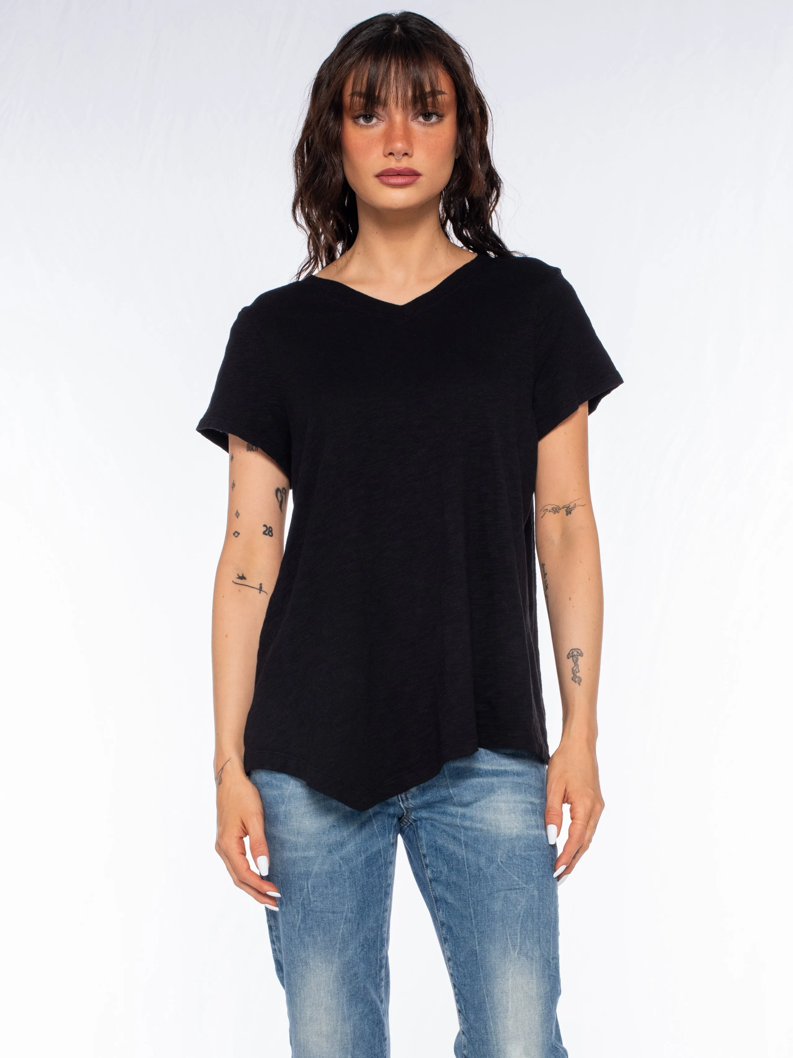 Double V S/S Shrunken Slant Back Tee