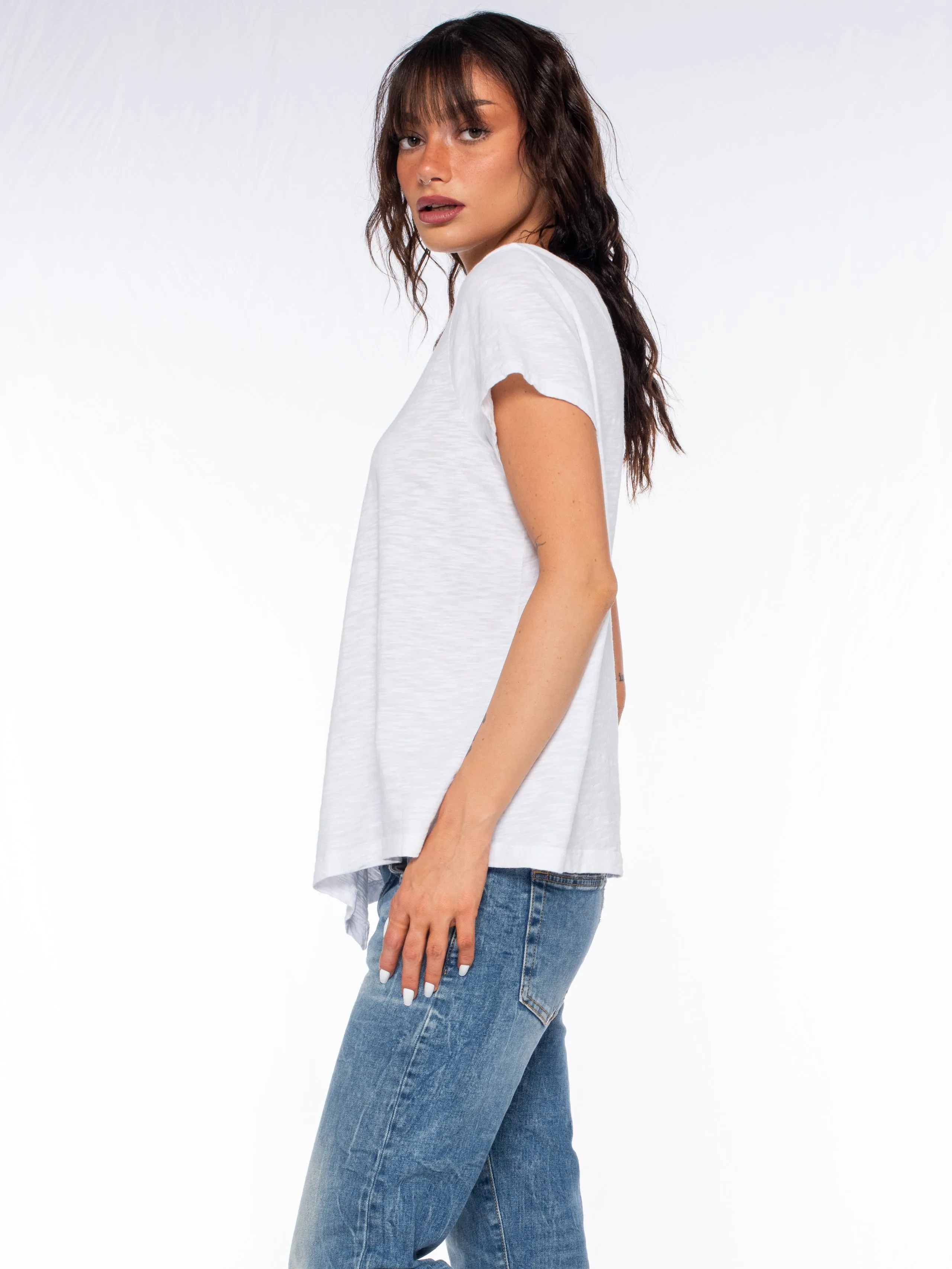 Double V S/S Shrunken Slant Back Tee