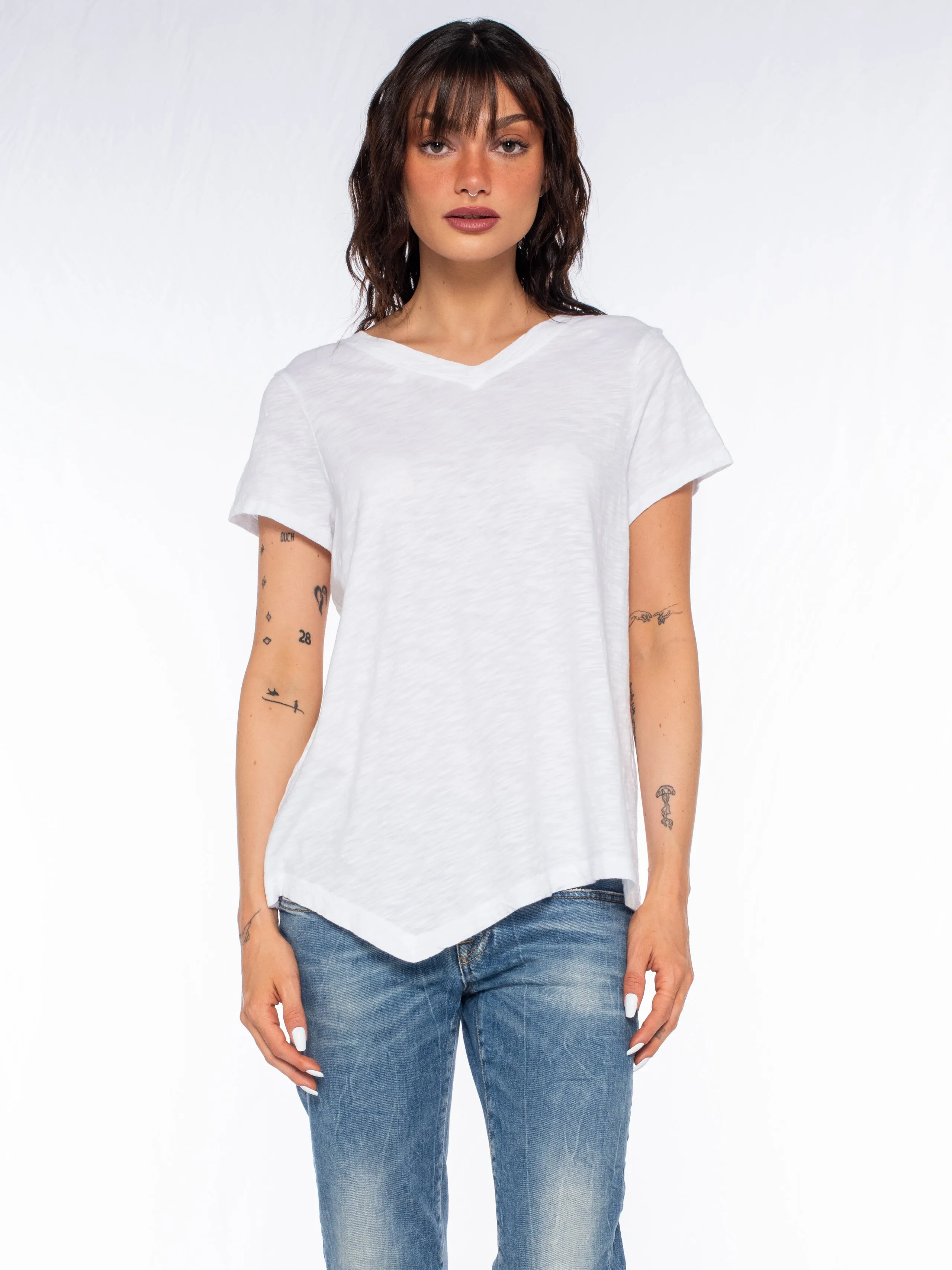 Double V S/S Shrunken Slant Back Tee