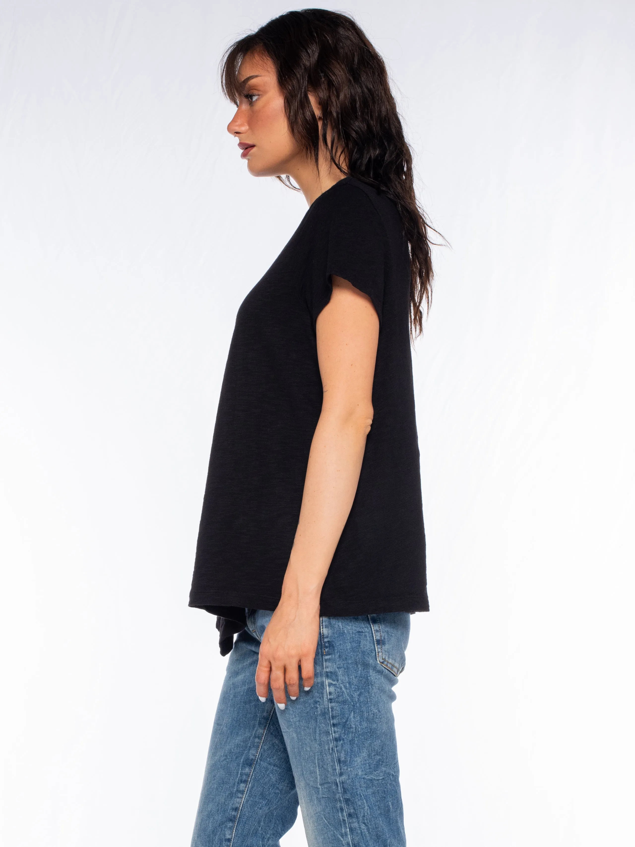 Double V S/S Shrunken Slant Back Tee