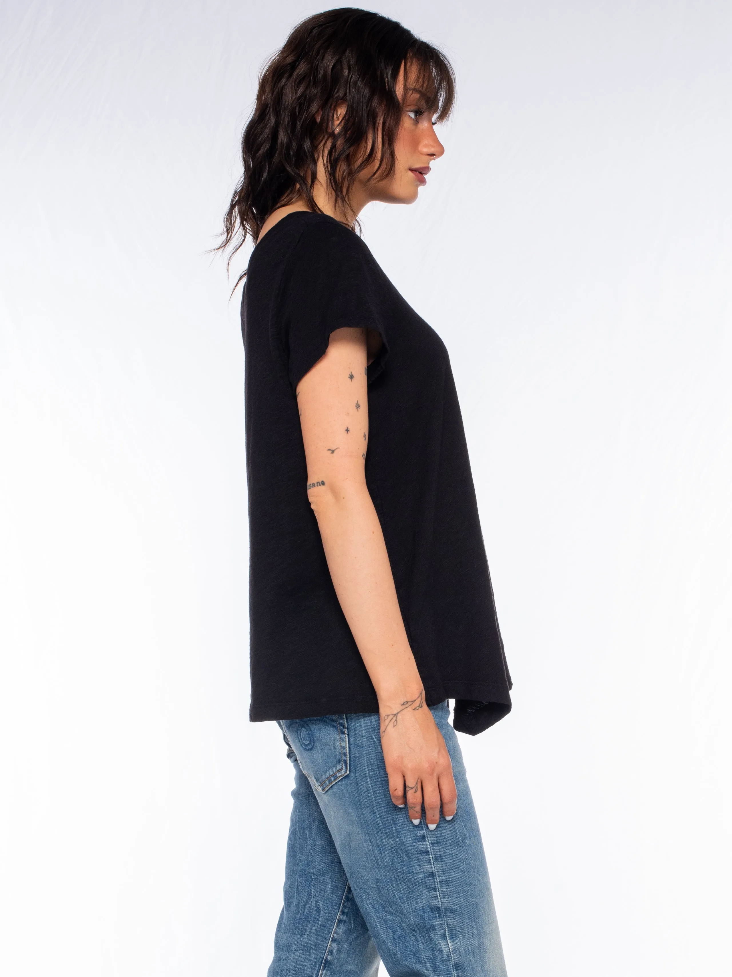 Double V S/S Shrunken Slant Back Tee