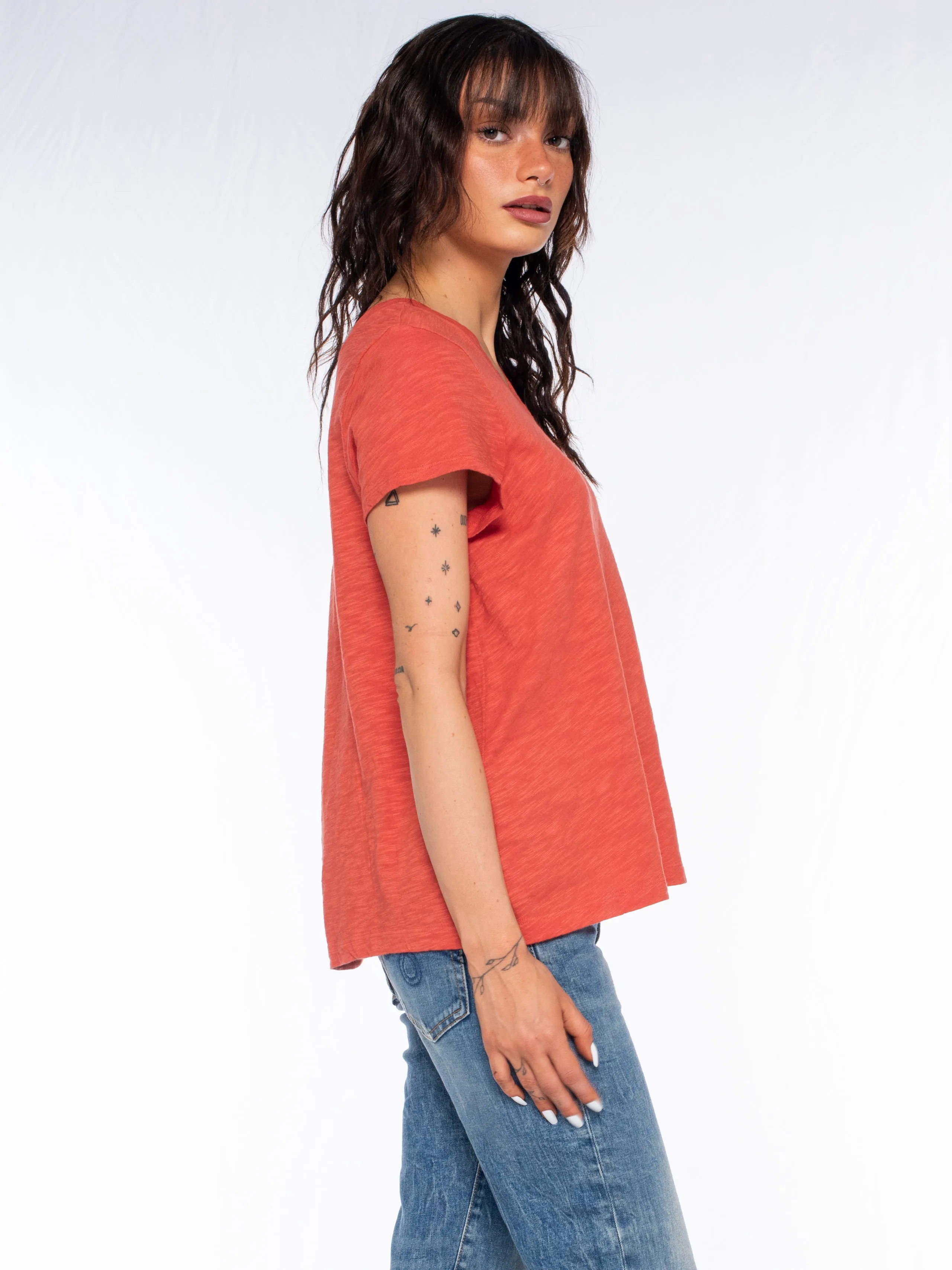 Double V S/S Shrunken Slant Back Tee