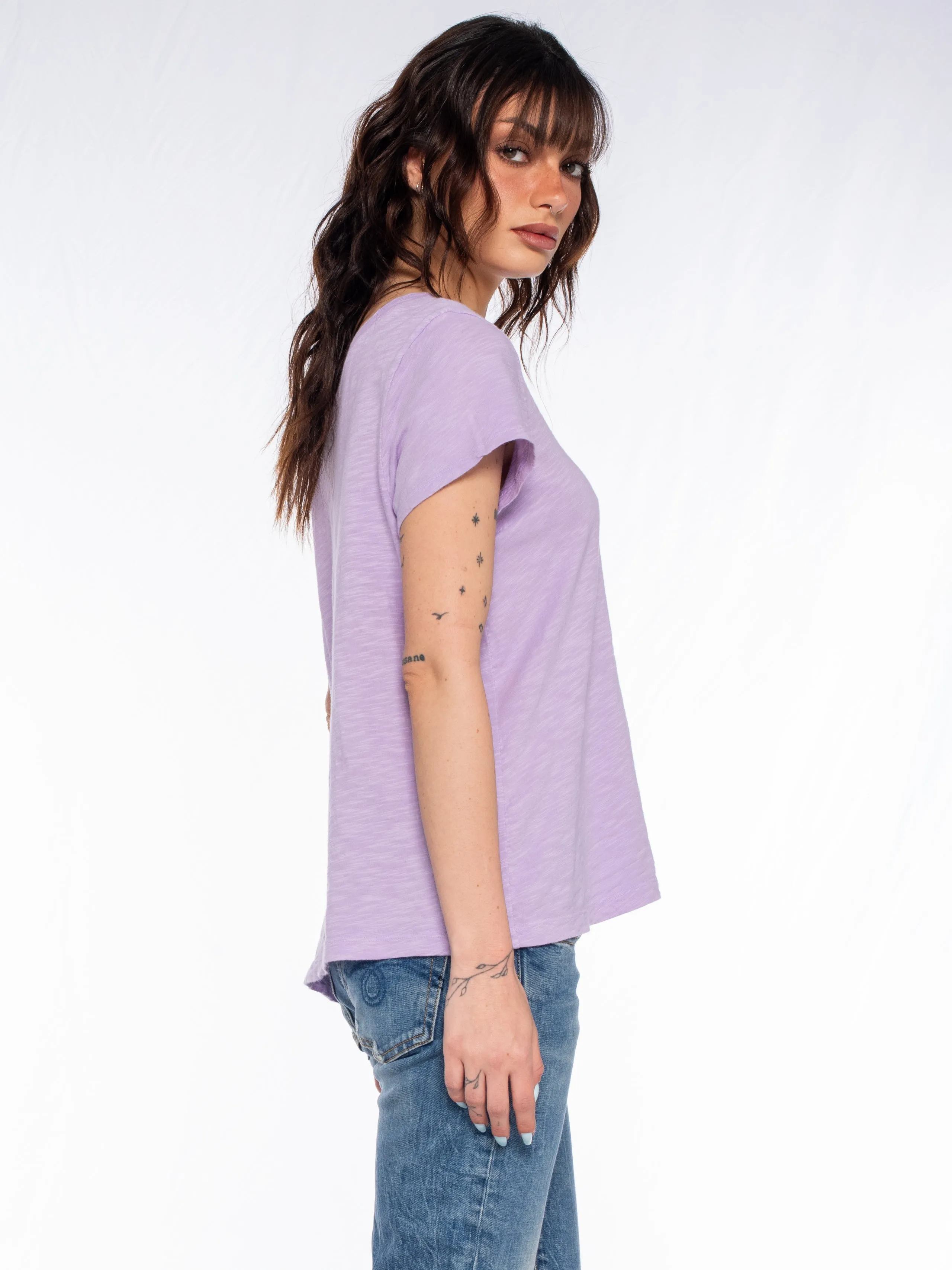 Double V S/S Shrunken Slant Back Tee