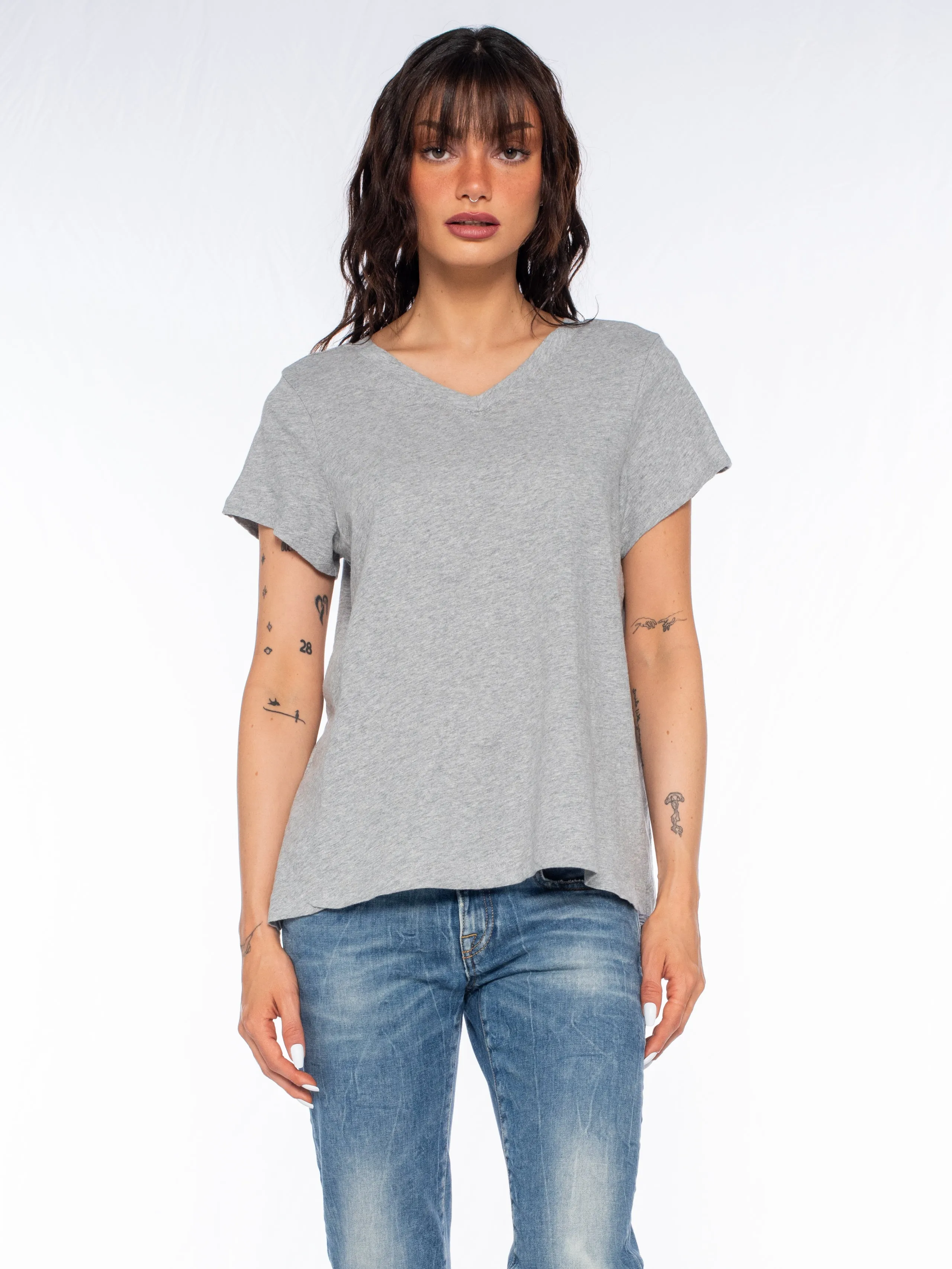 Double V S/S Shrunken Slant Back Tee