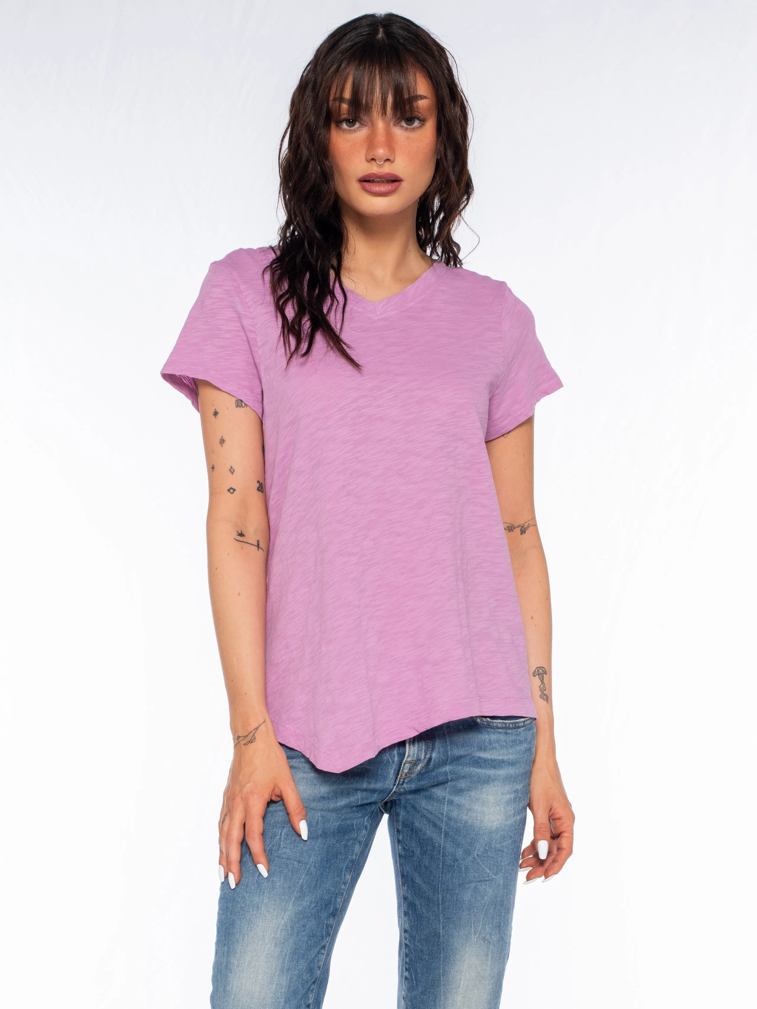 Double V S/S Shrunken Slant Back Tee