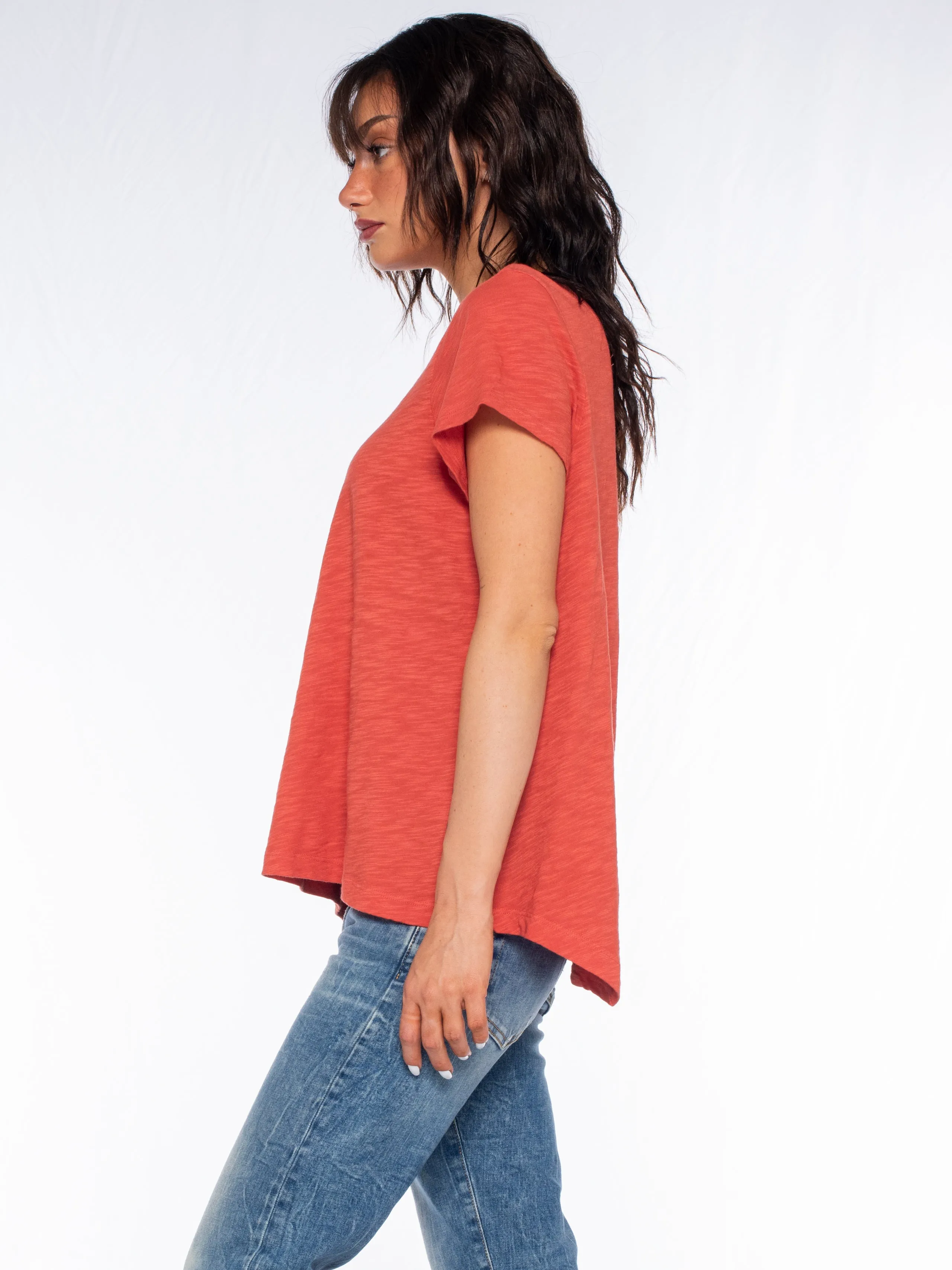 Double V S/S Shrunken Slant Back Tee