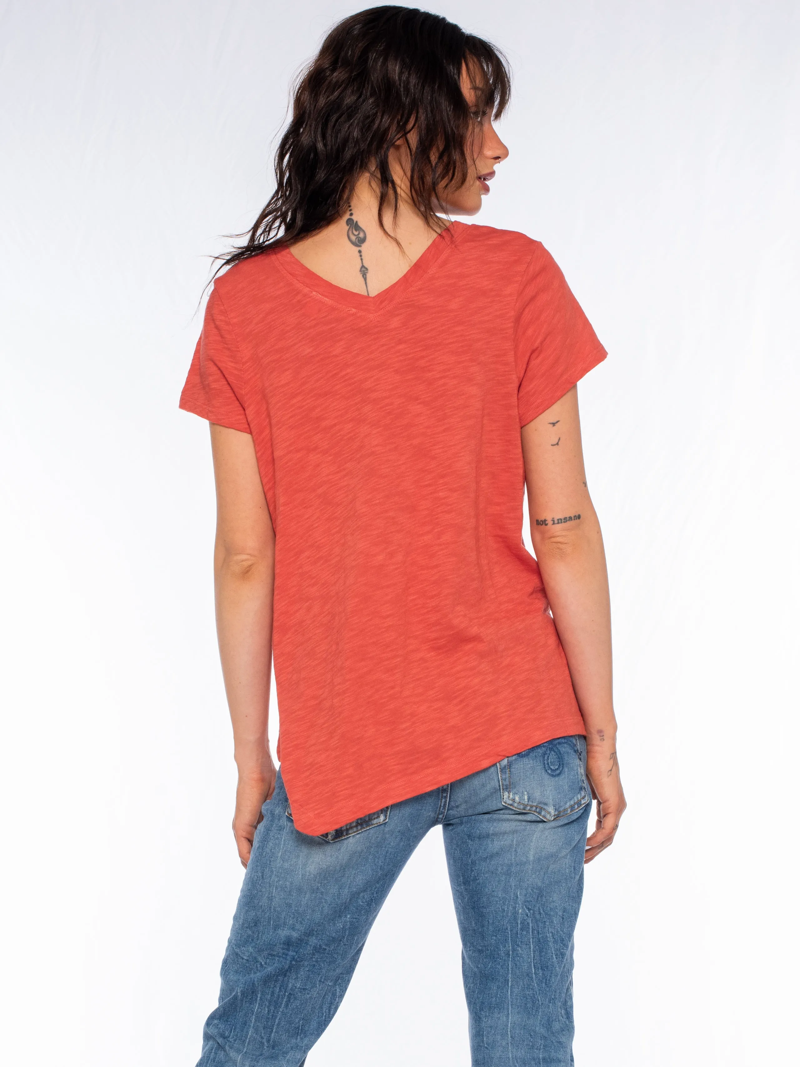 Double V S/S Shrunken Slant Back Tee