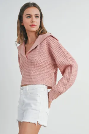 DRAMA COLLAR V NECK SWEATER