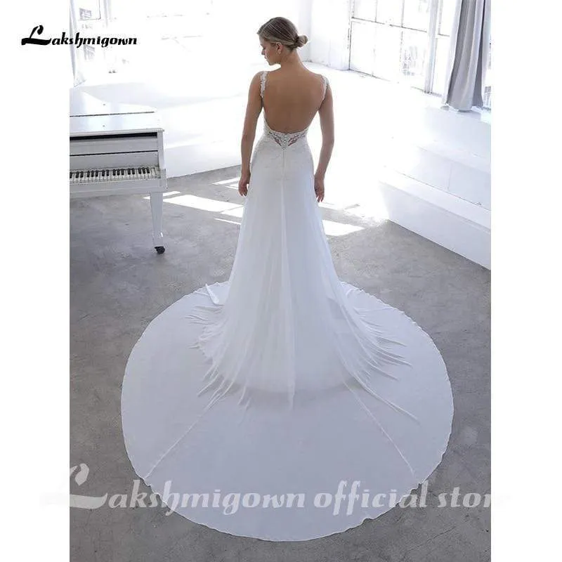 Elegant Bohemian A Line Chiffon Wedding Dresses Beach