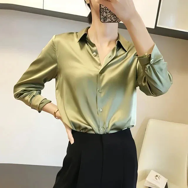 Eliana® | Luxury Satin Blouses: Timeless Elegant Tops In Solid Colors