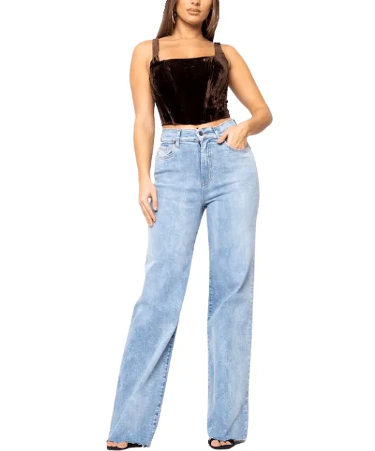 Ellie Wide Leg High Rise Full Length Jeans