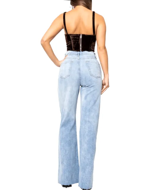 Ellie Wide Leg High Rise Full Length Jeans