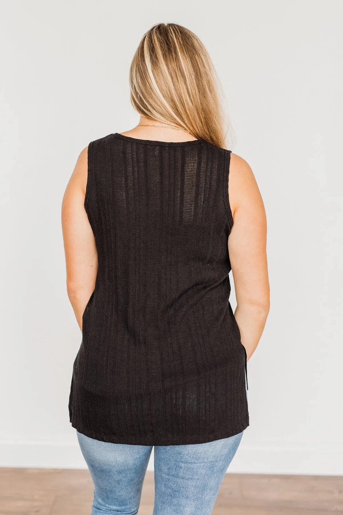 Encouraging Words V-Neck Tank Top- Black