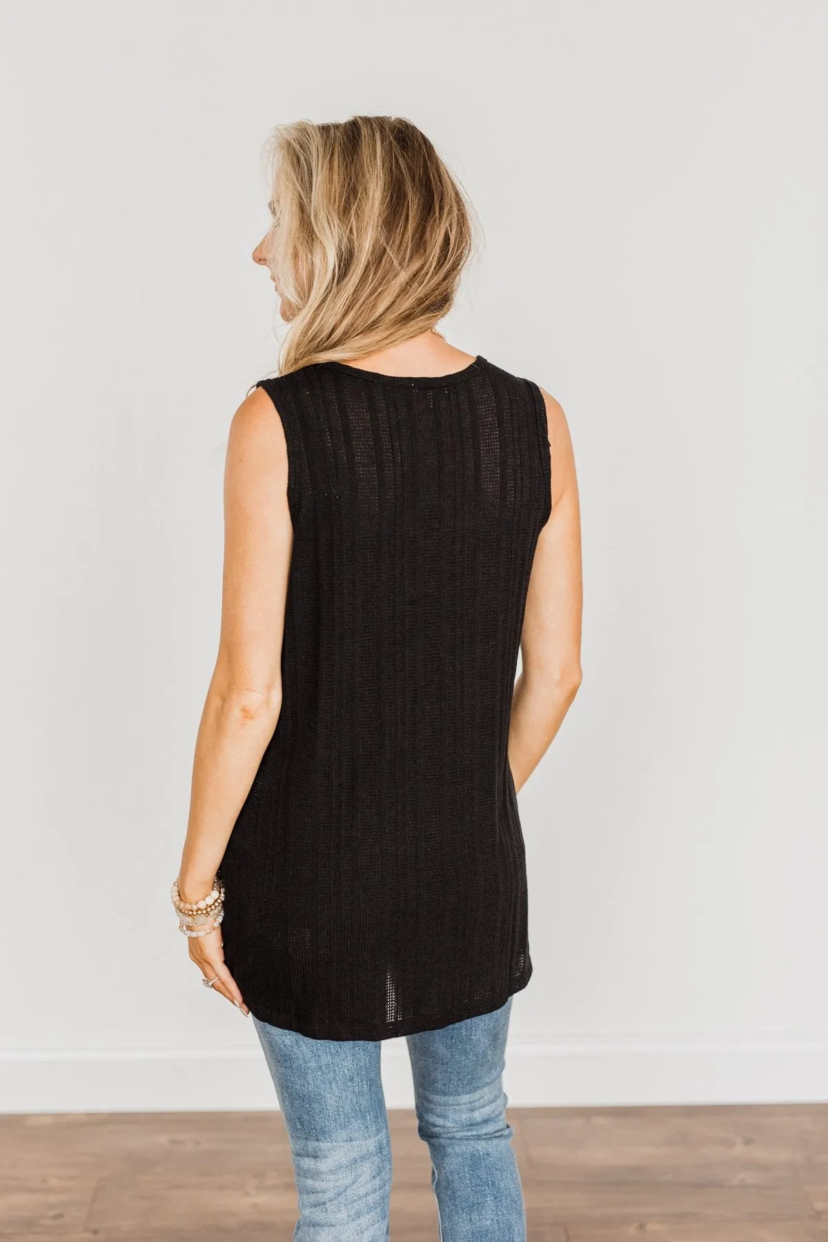 Encouraging Words V-Neck Tank Top- Black