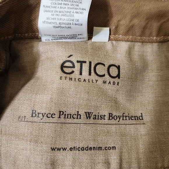 ETICA Bryce Pinch Waist High Rise Boyfriend Jeans 31 Tan NWT anthropologie
