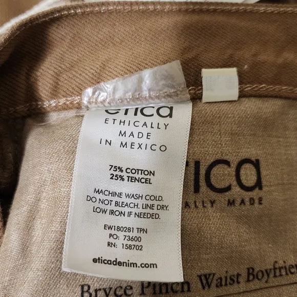 ETICA Bryce Pinch Waist High Rise Boyfriend Jeans 31 Tan NWT anthropologie