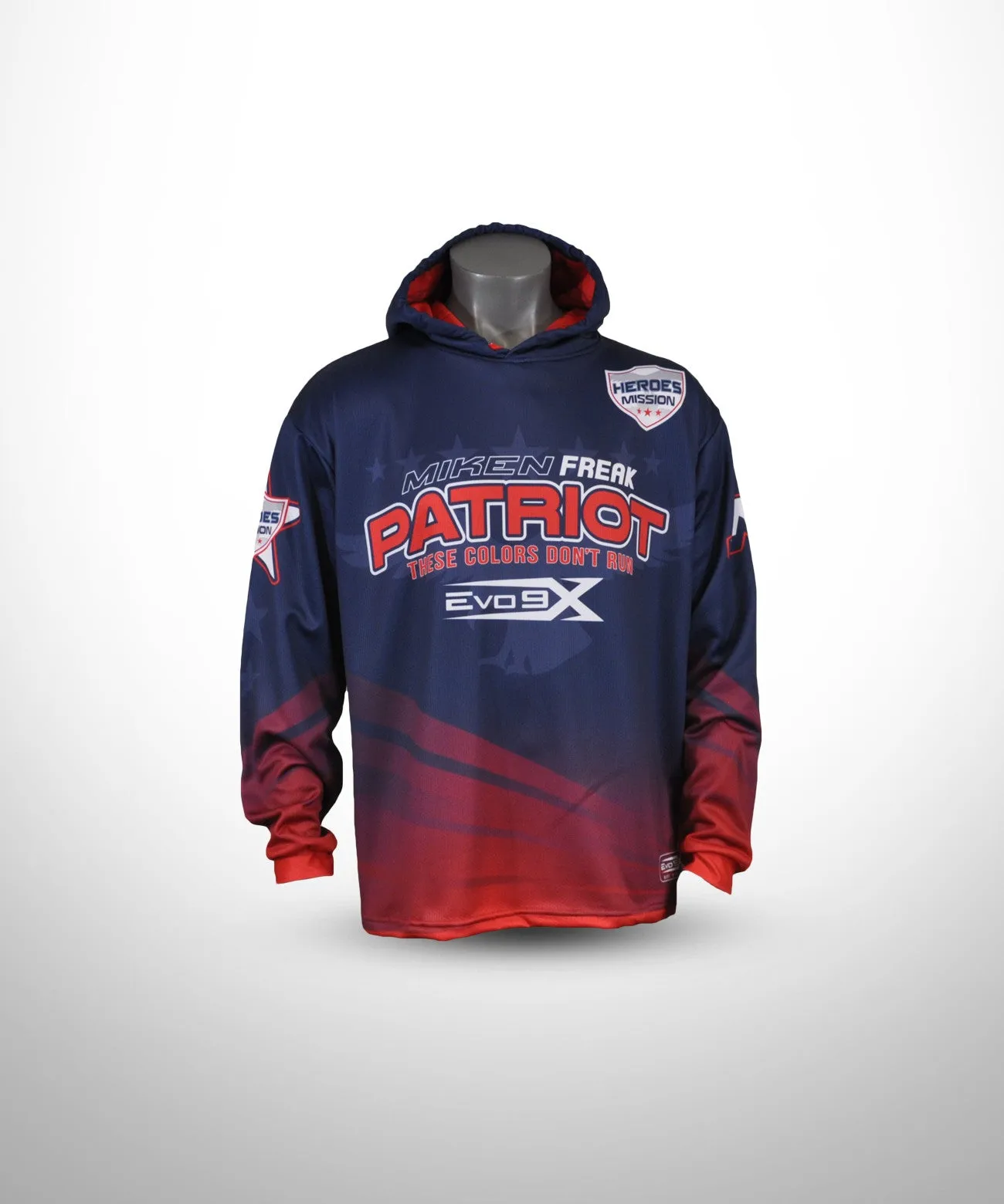 Evo9x PATRIOT Full Dye Sublimated Hoodie Navy & Red