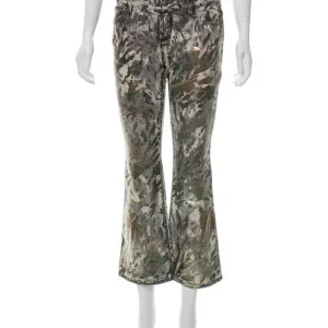 Faith Connexion Gray Metallic Camo Flare Jeans 27