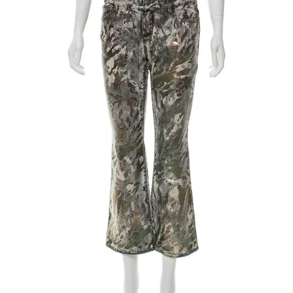 Faith Connexion Gray Metallic Camo Flare Jeans 27