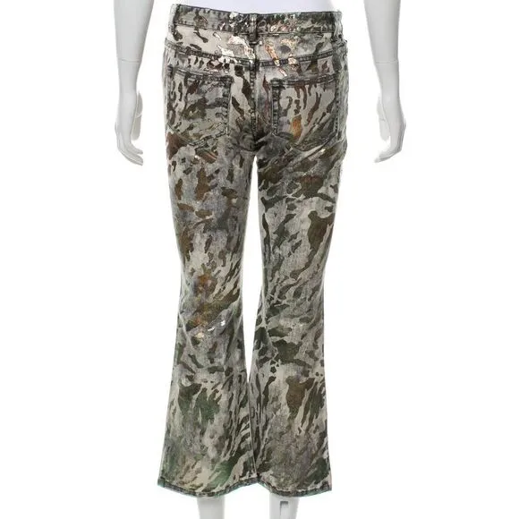 Faith Connexion Gray Metallic Camo Flare Jeans 27