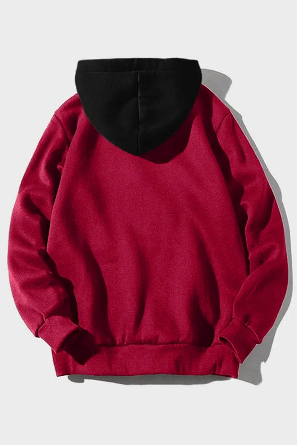 Fiery Red CHICAGO Letter Print Slim-fit Men's Pullover Hoodie