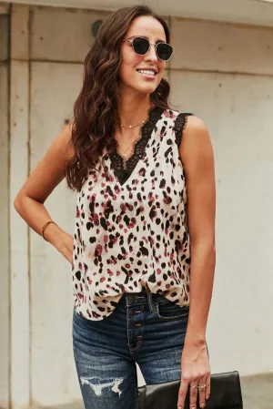 Floral Lace Trimmed V-Neck Tank - Limited Quantities
