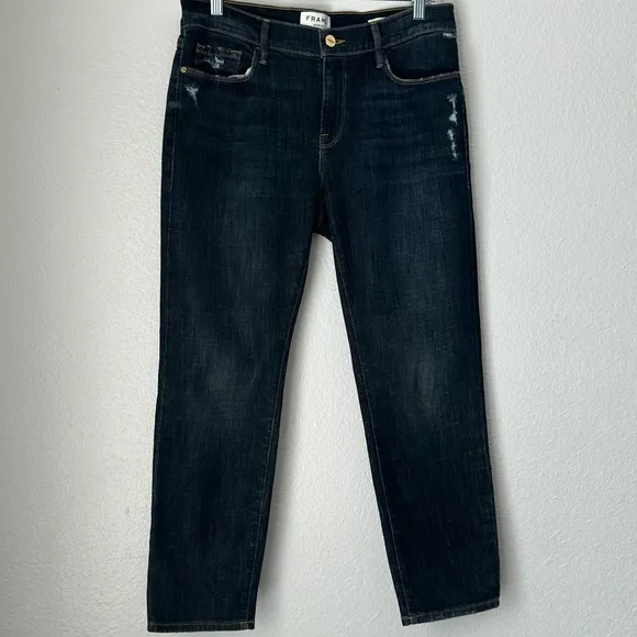 FRAME Le Garcon Crop Boyfriend Jeans In Covant Size 28 Frame Jeans cropped dark