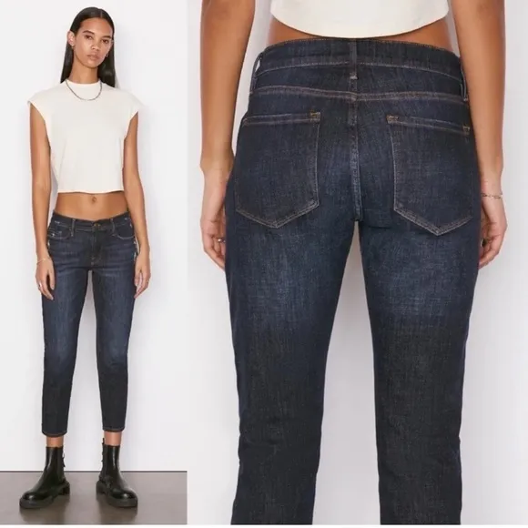 FRAME Le Garcon Crop Boyfriend Jeans In Covant Size 28 Frame Jeans cropped dark