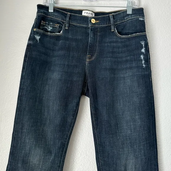FRAME Le Garcon Crop Boyfriend Jeans In Covant Size 28 Frame Jeans cropped dark