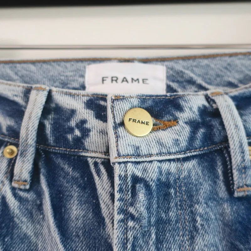 FRAME Le Piper Wide Cuff Jeans Richlake Blue Denim Size 24
